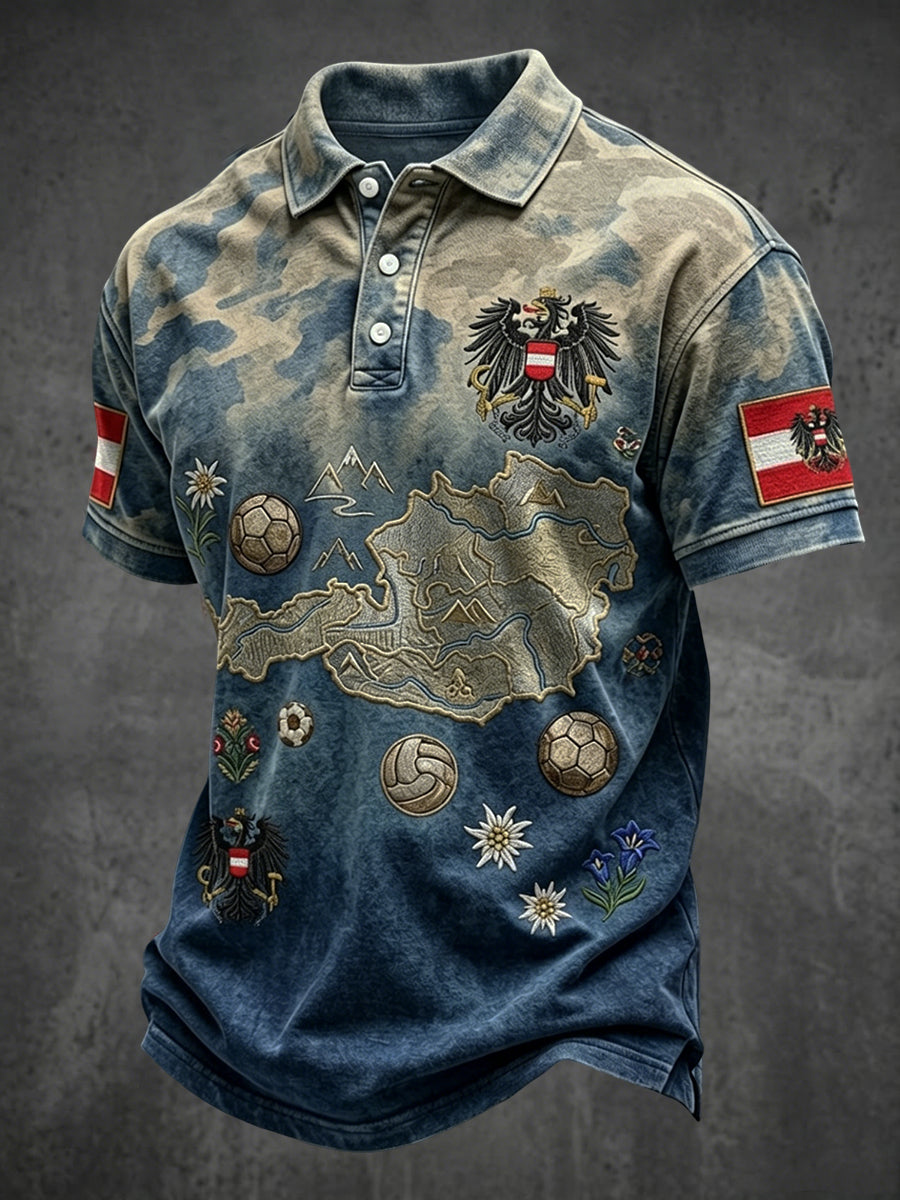 Retro-Österreichische Tarnfarben-Verlauf-Lässiges Poloshirt