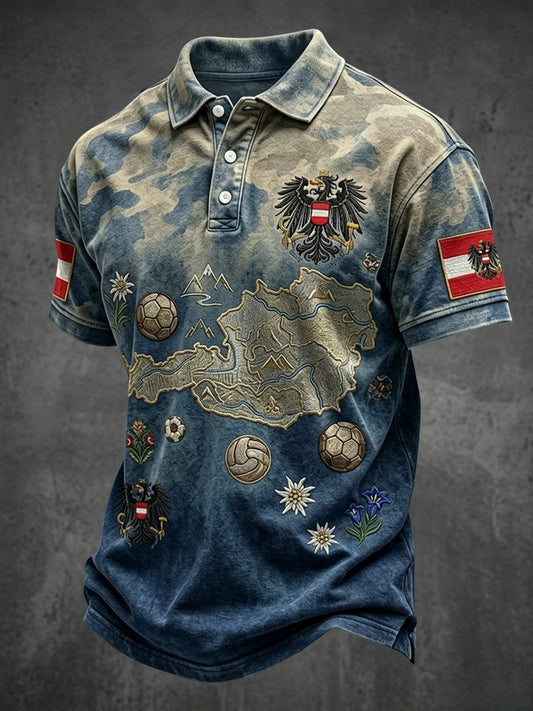 Retro-Österreichische Tarnfarben-Verlauf-Lässiges Poloshirt
