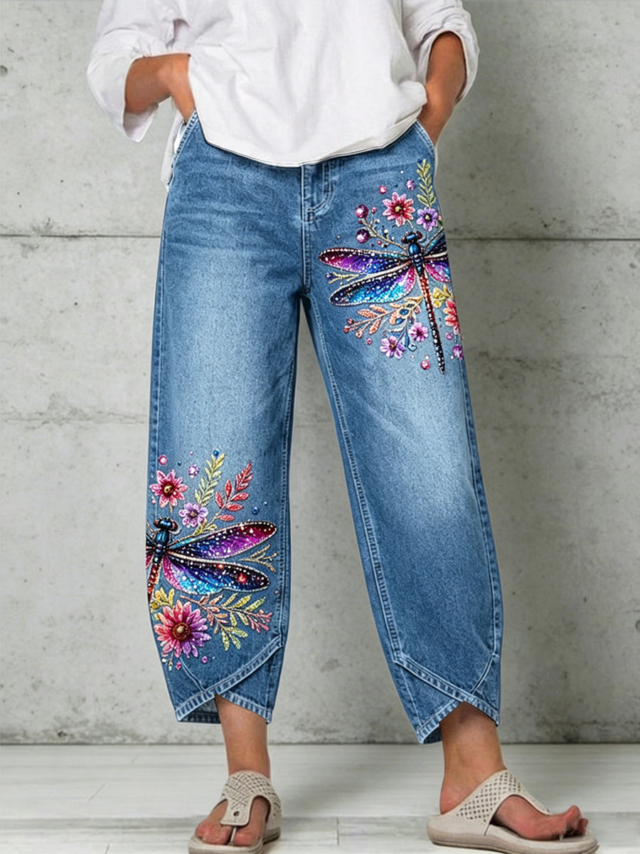 Damen-Tier-Libelle-Kunstdruck-Hose