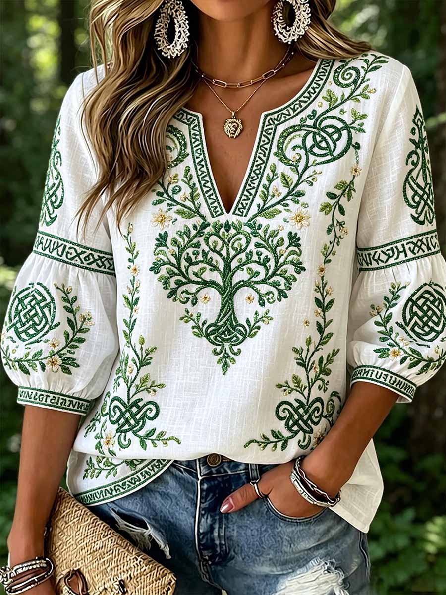 T-Shirt für Damen mit Wikinger-Motiv-Print