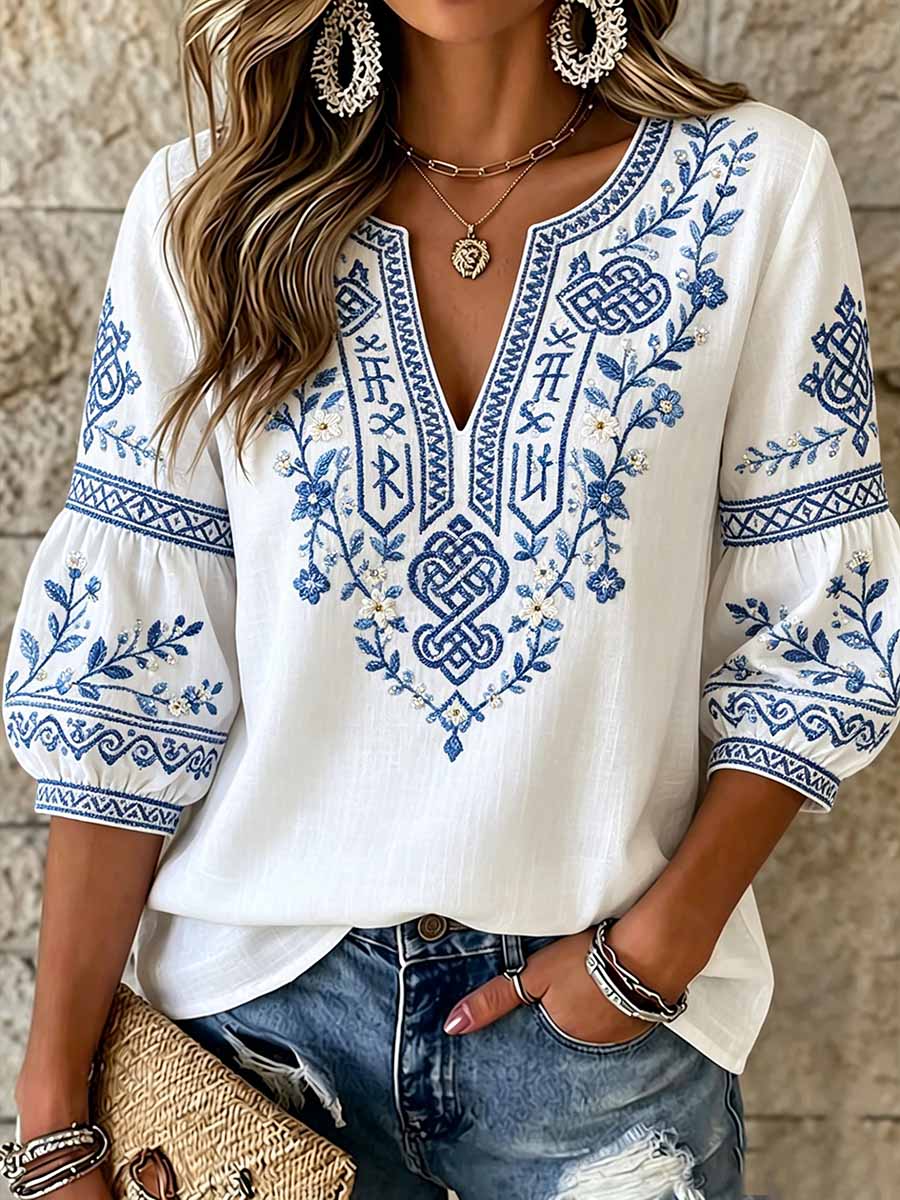 T-Shirt für Damen mit Wikinger-Motiv-Print