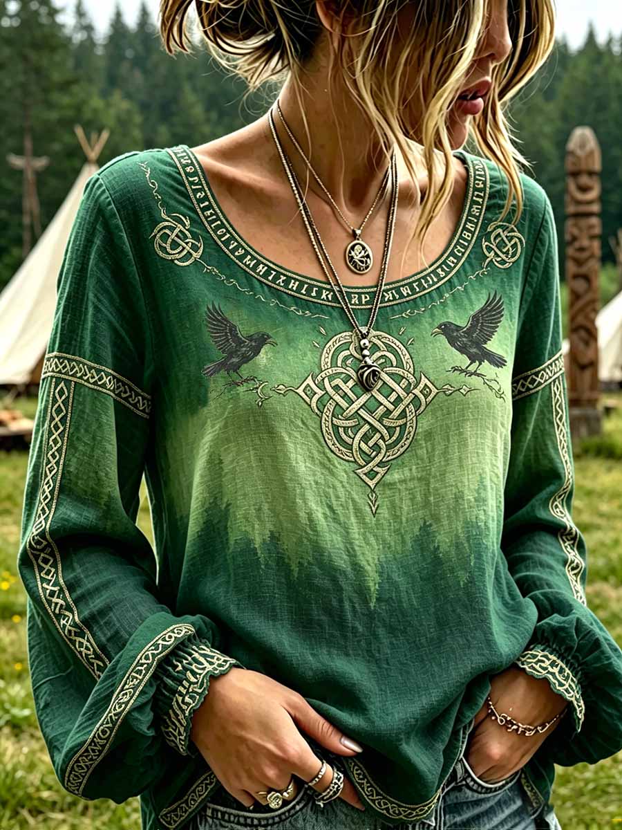 T-Shirt für Damen mit Wikinger-Motiv-Print