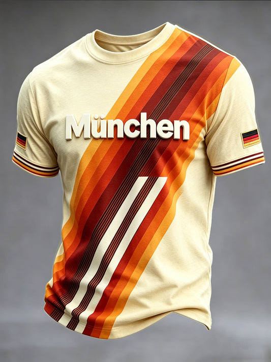 Herren-Lässiges Streifent-Shirt im Vintage-Münchner-Stil