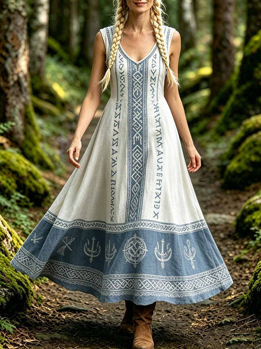 Damen romantisches Viking Art Print Freizeit kleid