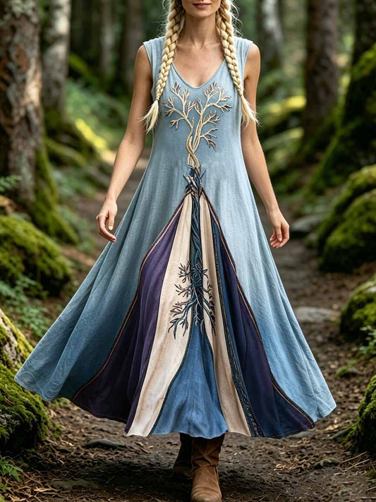 Romantisches Wikinger-Kunstdruck-Freizeitkleid für Damen