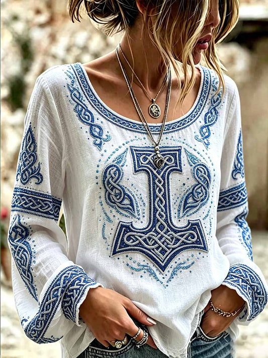 Frauen romantischer Wikinger Kunstdruck Casual Top
