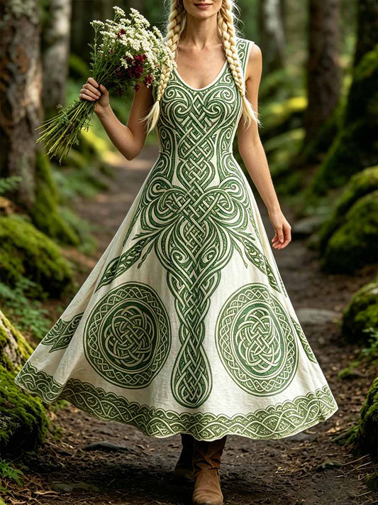 Romantisches Wikinger-Kunstdruck-Freizeitkleid für Damen