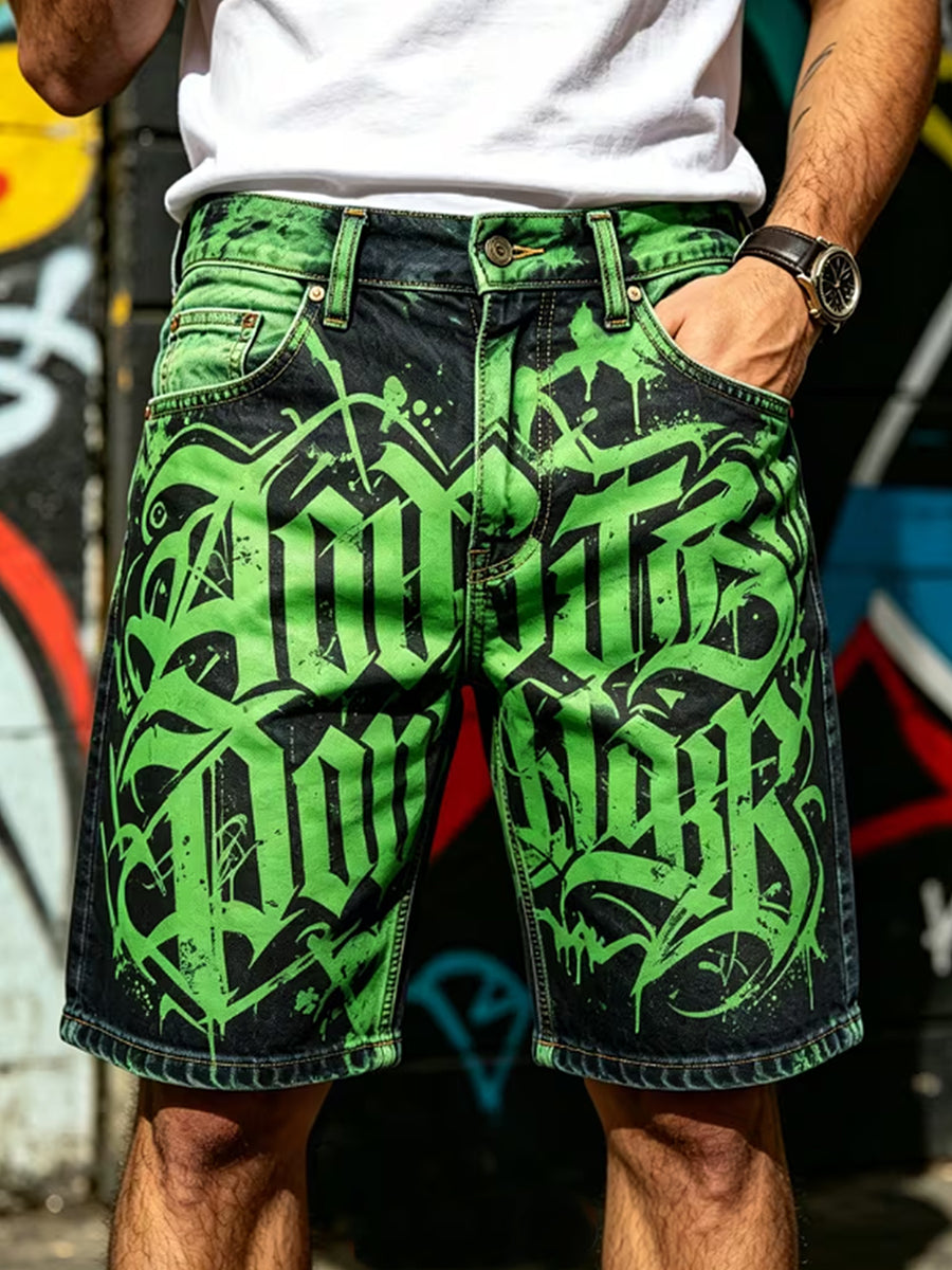Herren Retro-Urlaub Business-Kunstdruck Casual Mid-Hose