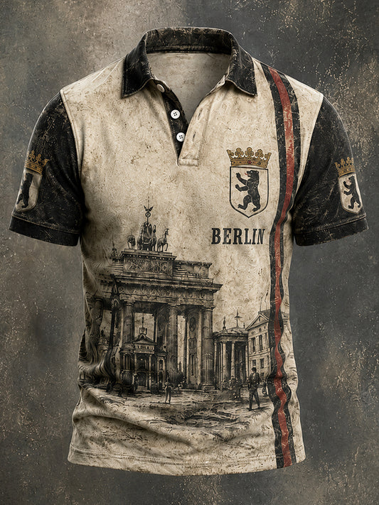 Herren-Retro-Hemd aus Berlin mit Kurzarm und Print