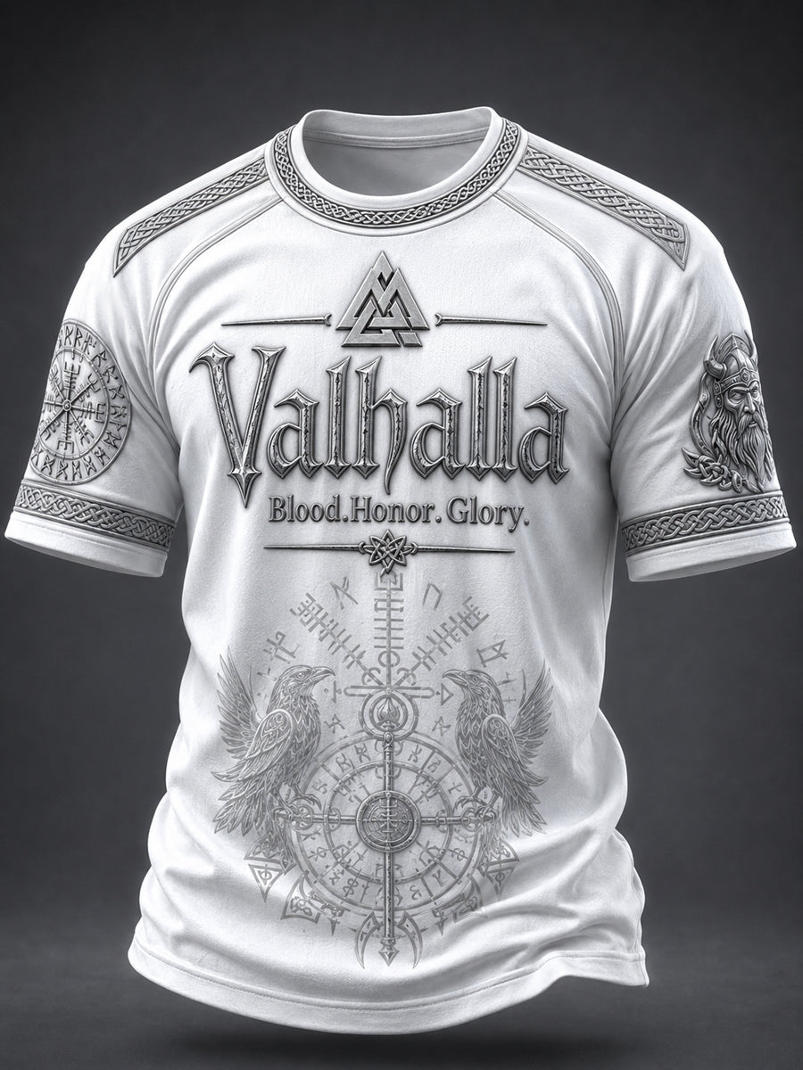Herren-T-Shirt Valhalla mit Aufdruck, lässig, Kurzarm