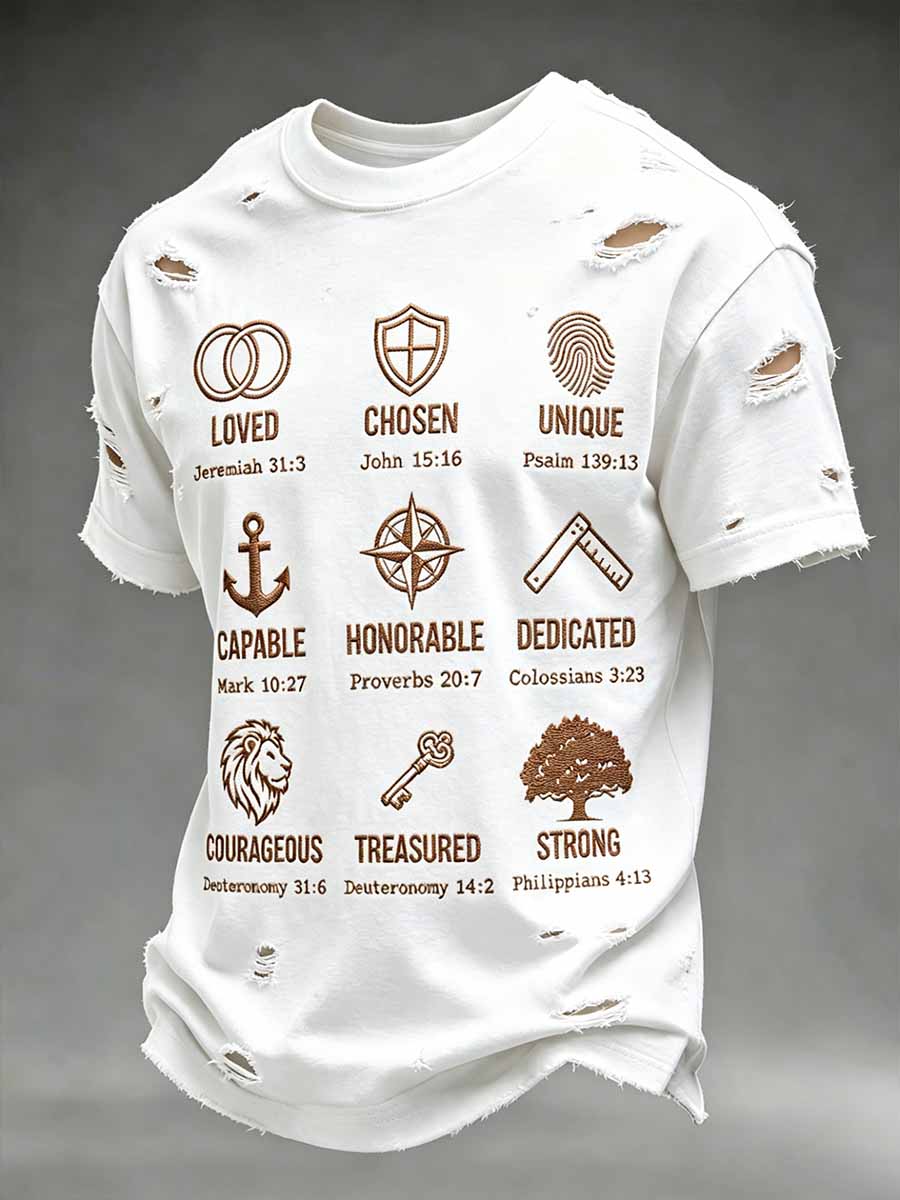 Männer Vatertag Glauben Print Casual T-Shirt