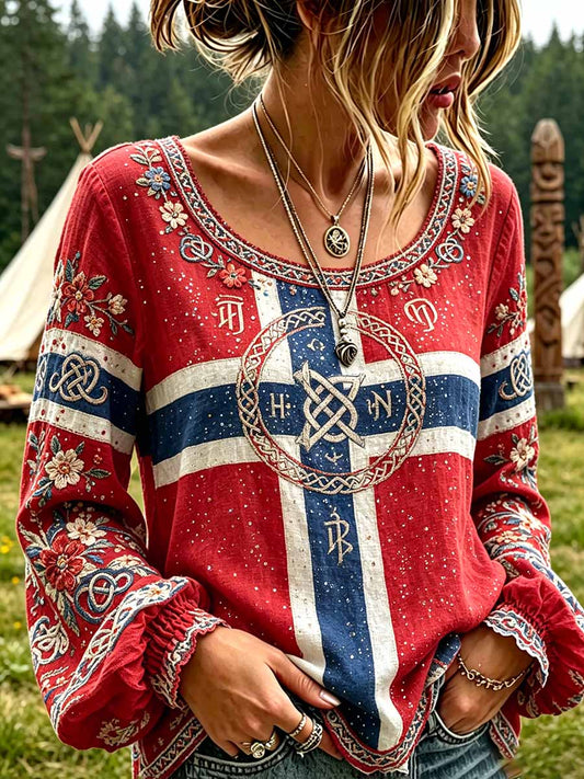 Damenmode Viking Art Print Top