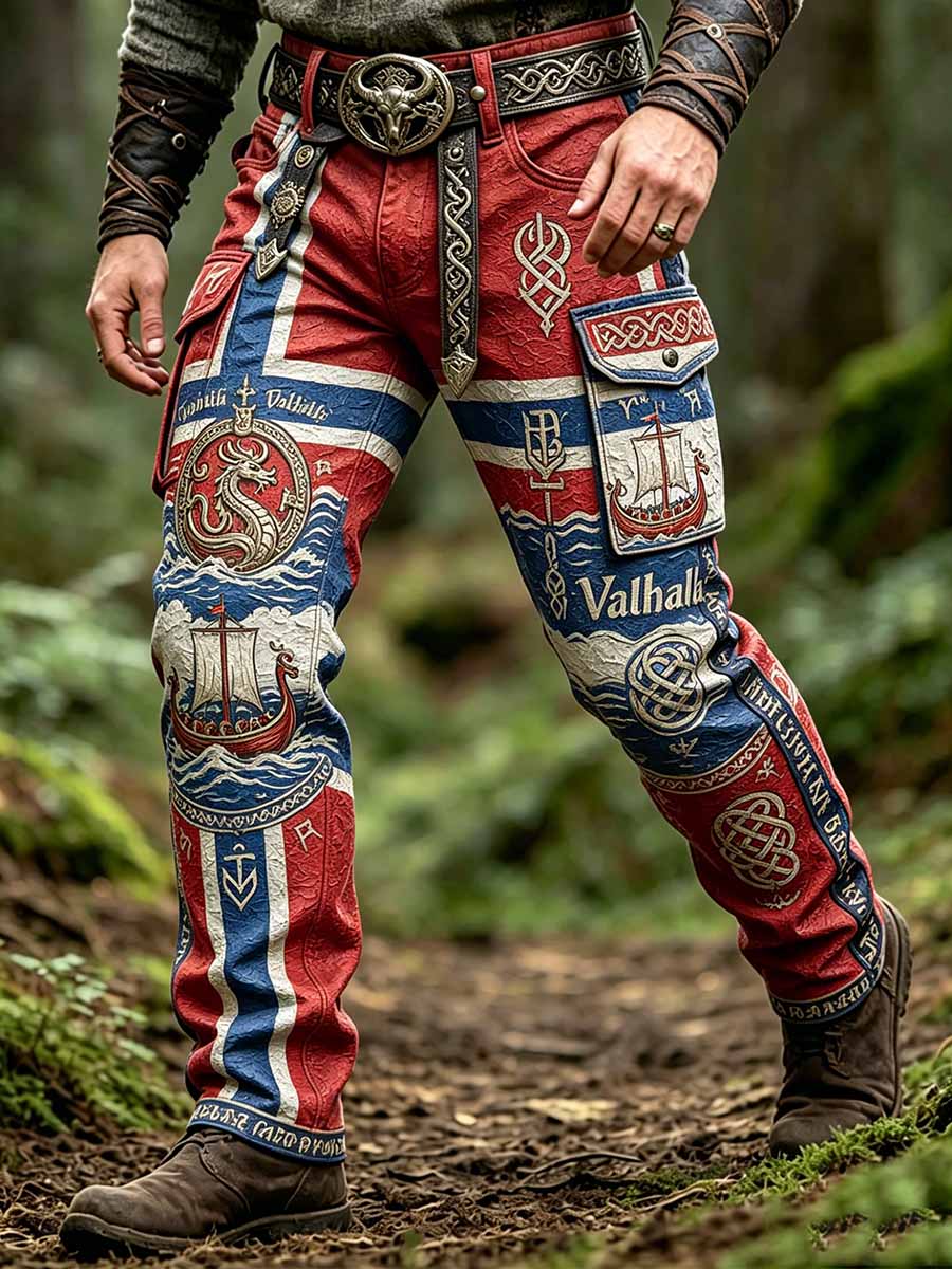 Herrenmode Wikinger-Kunstdruck lange Hose