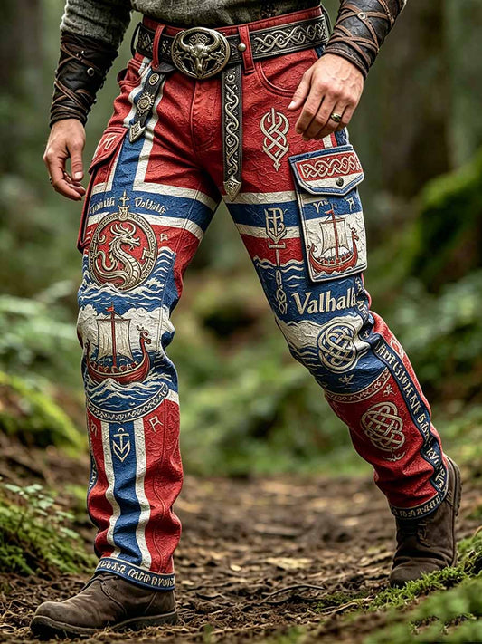 Herrenmode Wikinger-Kunstdruck lange Hose