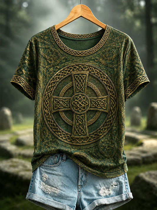Kasual-T-Shirt für Damen mit keltischem Muster