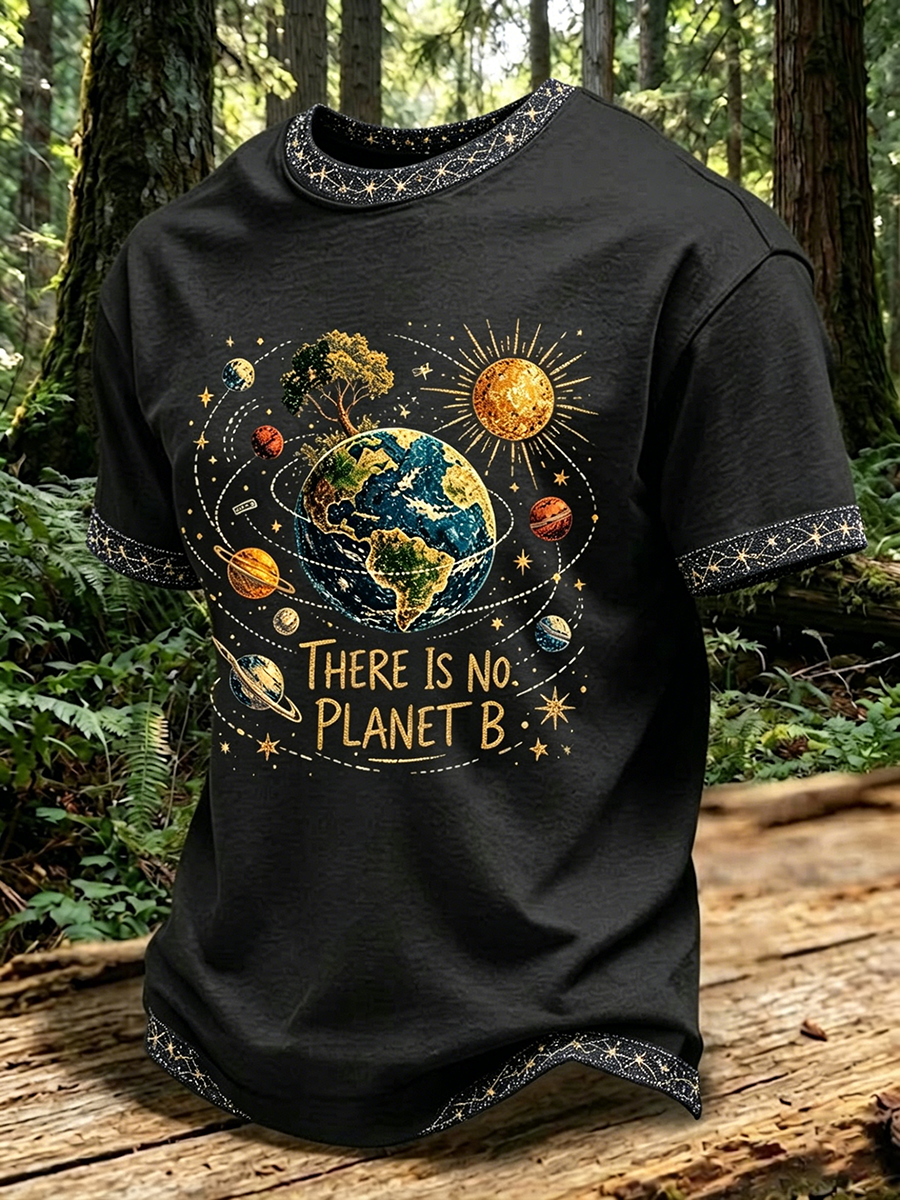 Herren-T-Shirt „There Is No Planet B“ mit kurzen Ärmeln