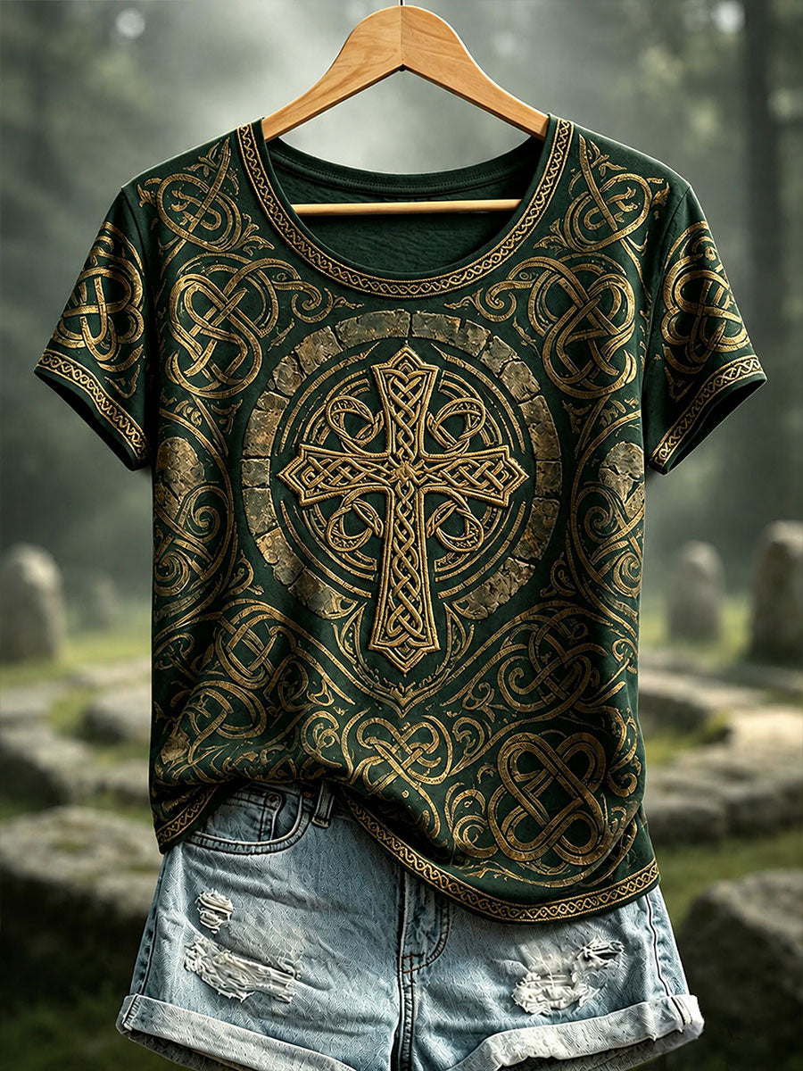 Kasual-T-Shirt für Damen mit keltischem Muster