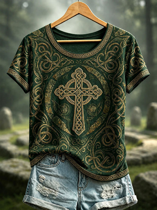 Kasual-T-Shirt für Damen mit keltischem Muster