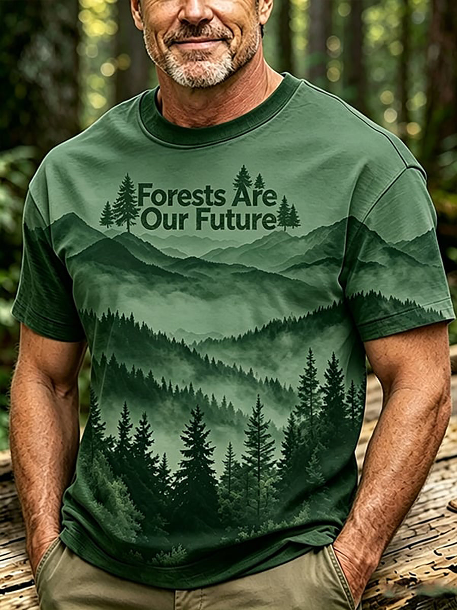 Herren-T-Shirt mit Waldschutz-Print