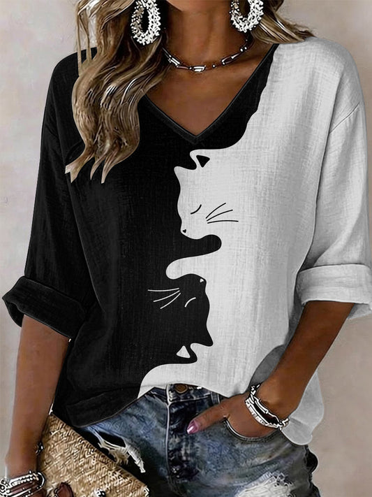 Damen pullover hemd mit V-Ausschnitt