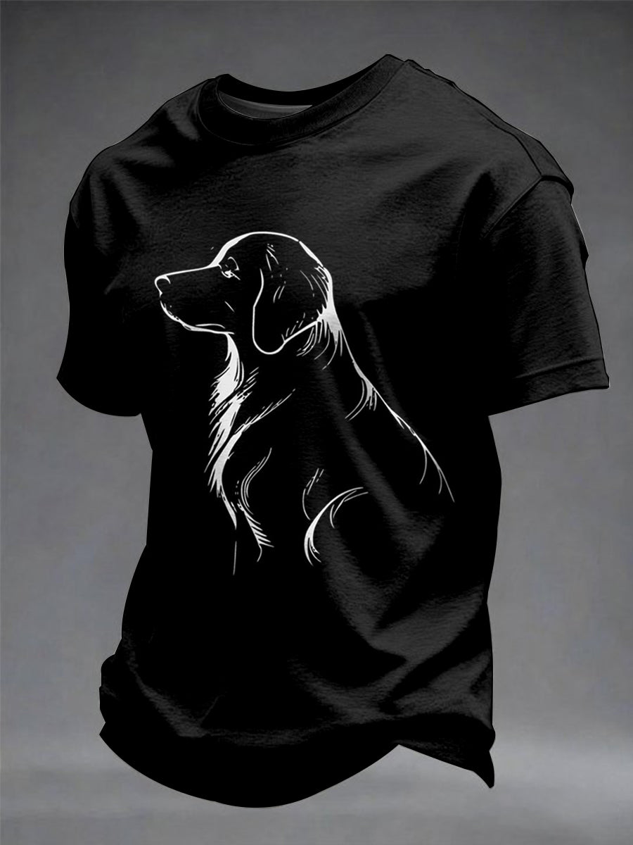 Männer niedlicher Hund bedruckt kurze Ärmel T-Shirt