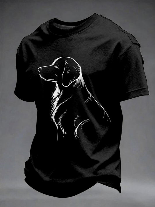 Männer niedlicher Hund bedruckt kurze Ärmel T-Shirt