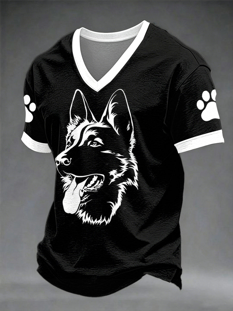 Herren-T-Shirt mit V-Ausschnitt, niedlicher Hund