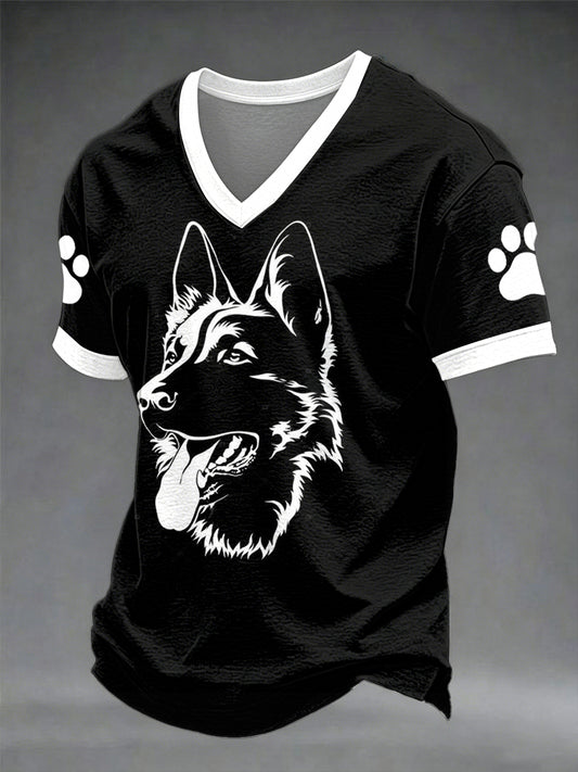 Herren-T-Shirt mit V-Ausschnitt, niedlicher Hund