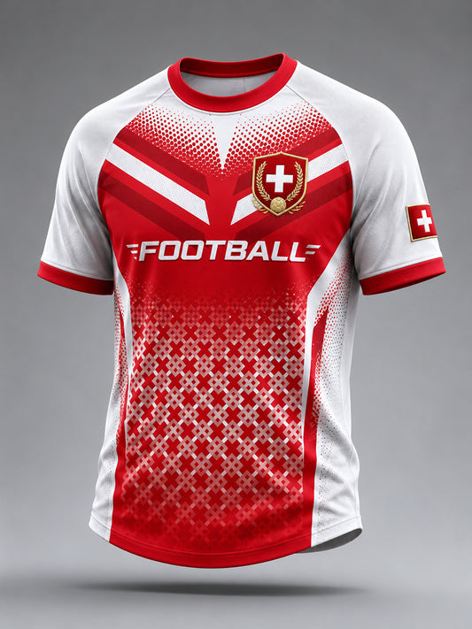 Herren-T-Shirt mit Fußballmotiv, Raglanärmeln und kurzen Ärmeln