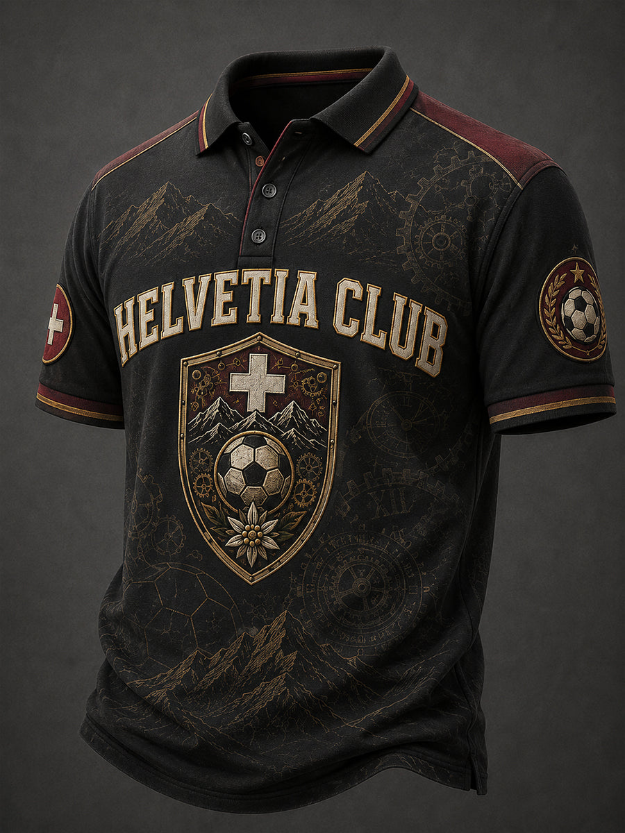 Herren-Fußball-Themen bedrucktes kurzärmliges Polos hirt