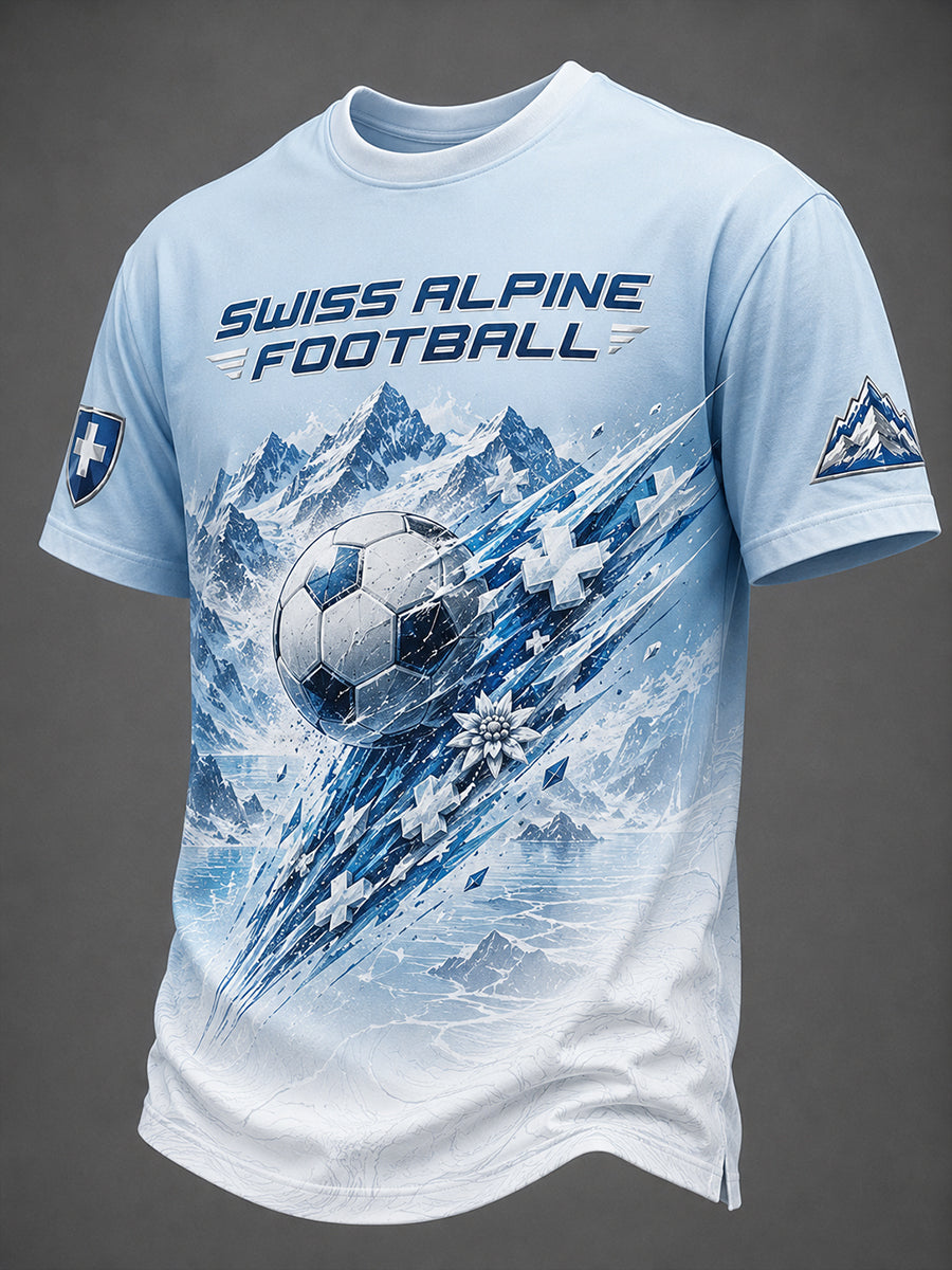 Herren-Freizeit-T-Shirt mit Fußballmotiv und kurzen Ärmeln
