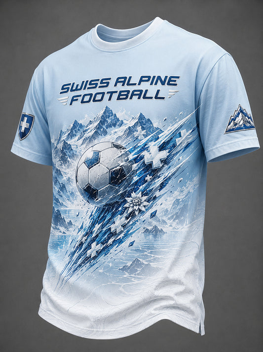 Herren-Freizeit-T-Shirt mit Fußballmotiv und kurzen Ärmeln