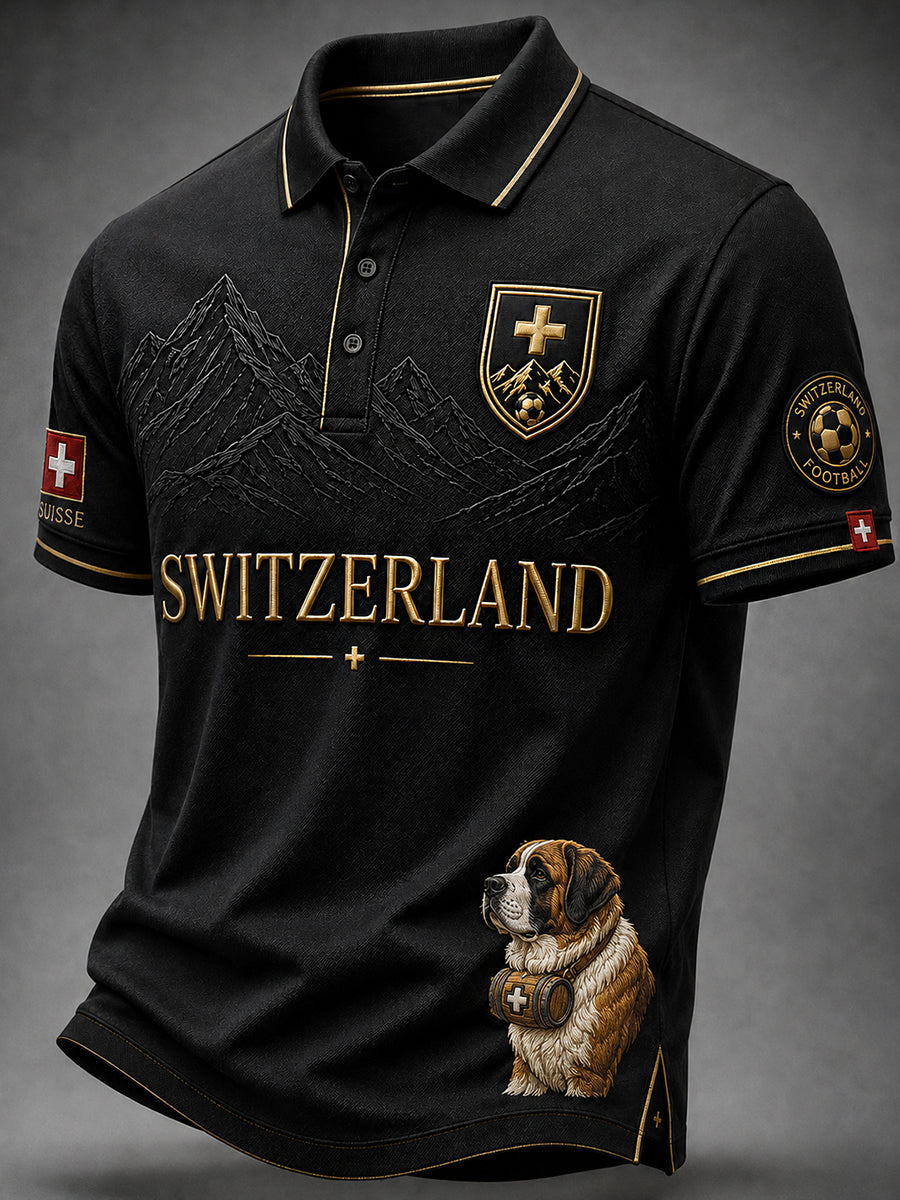 Retro-Schweizer Fußball-Fan‑Art‑Print lässiges Trikot