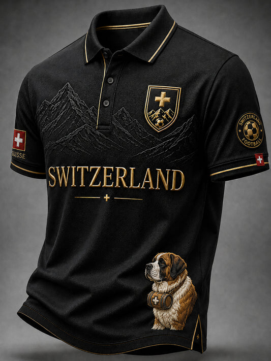 Retro-Schweizer Fußball-Fan‑Art‑Print lässiges Trikot