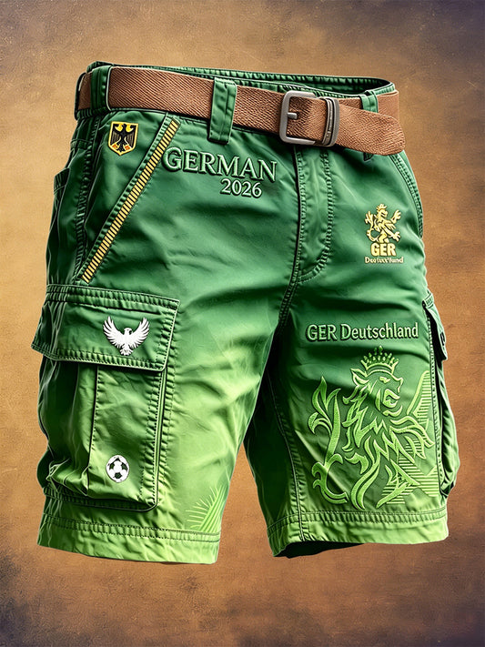 Herren grüne Steigung deutscher Fußball druck Freizeit-Arbeits shorts