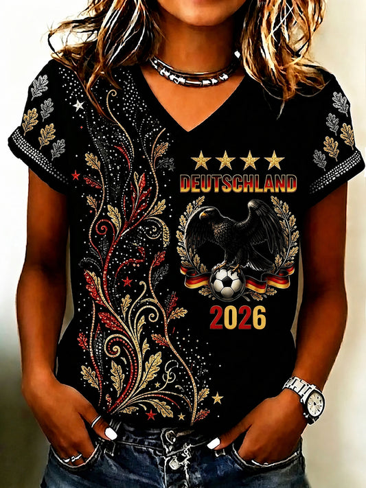 Damen-T-Shirt mit Fußballfan-Print von Deutschland