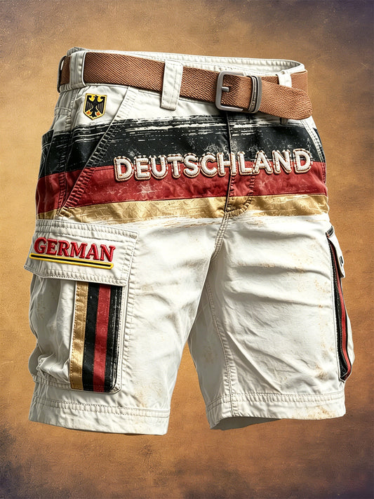 Herren deutsche Flagge Vintage Print Freizeit arbeits shorts