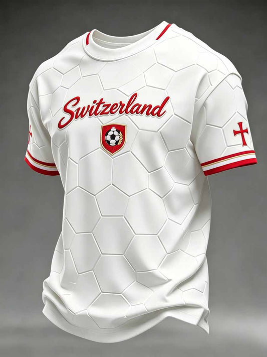 Herren-Fußball-T-Shirt mit Schweizer Motiv, lässig geschnitten