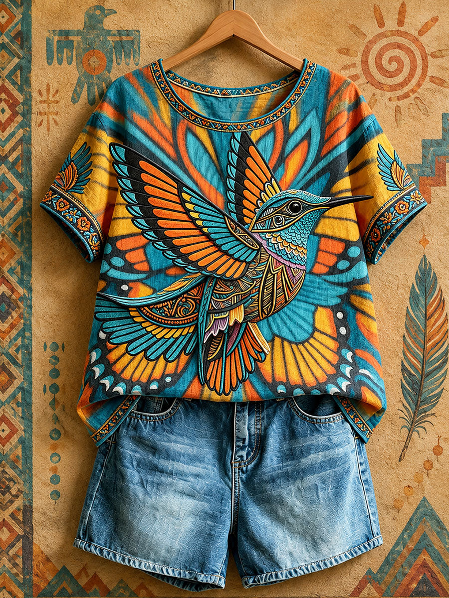 Damen-Top mit Hummingbird-Kunst von Native