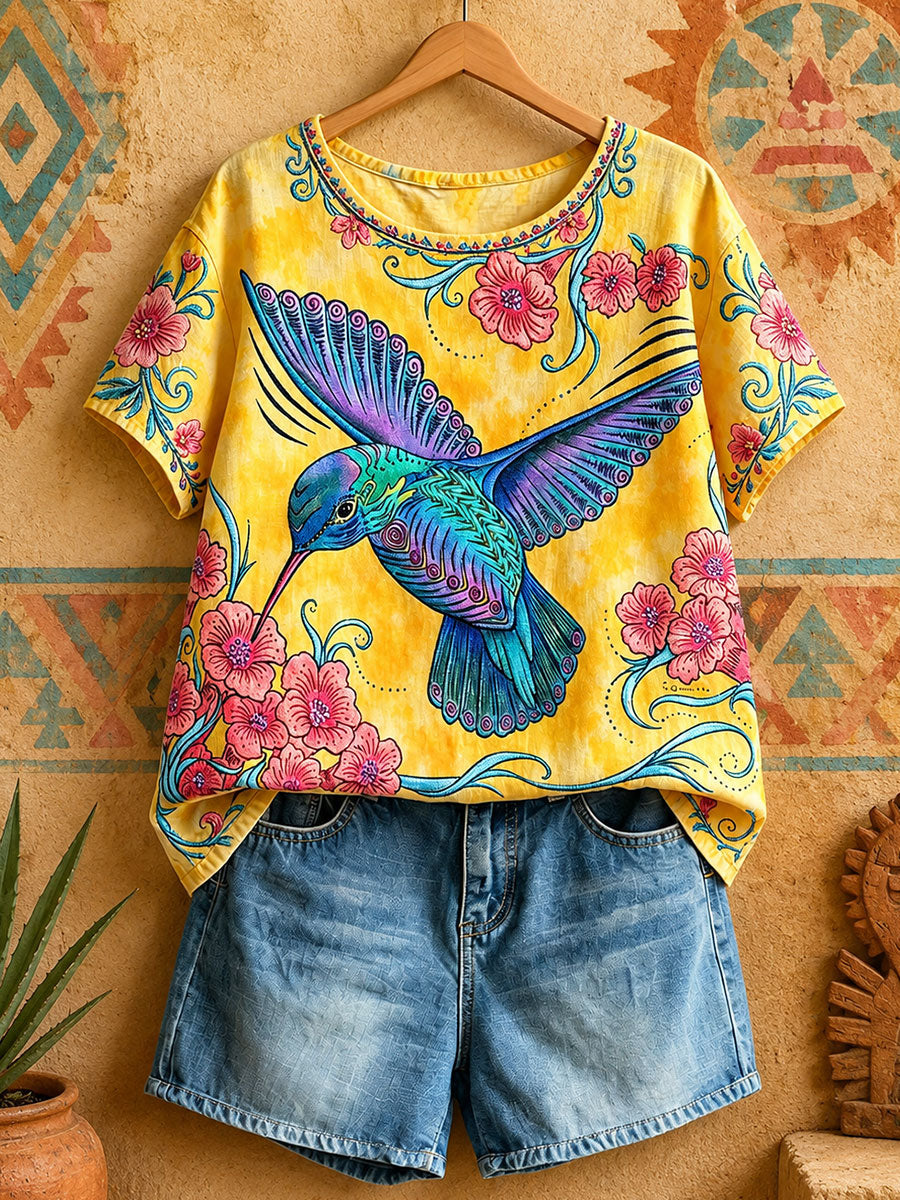 Damen-Top mit Hummingbird-Kunst von Native