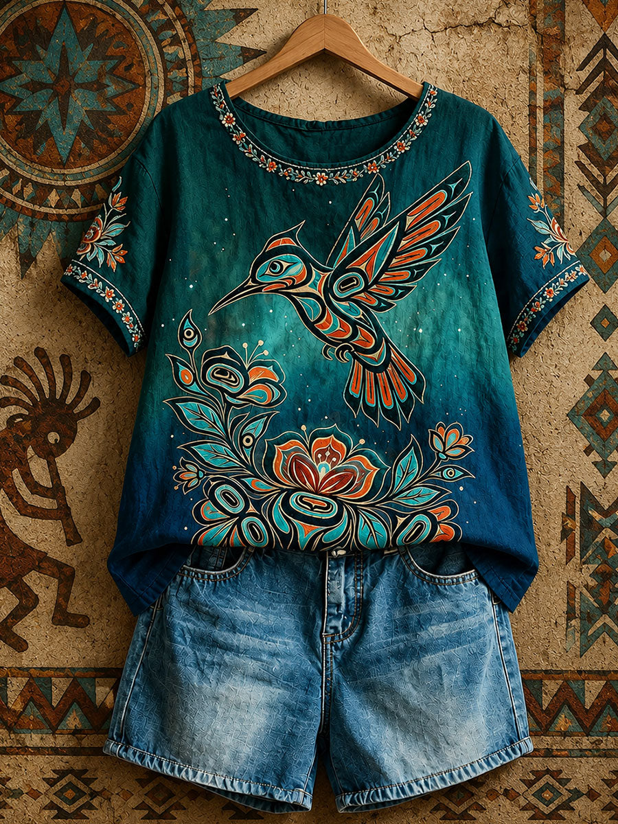 Damen-Top mit Hummingbird-Kunst von Native