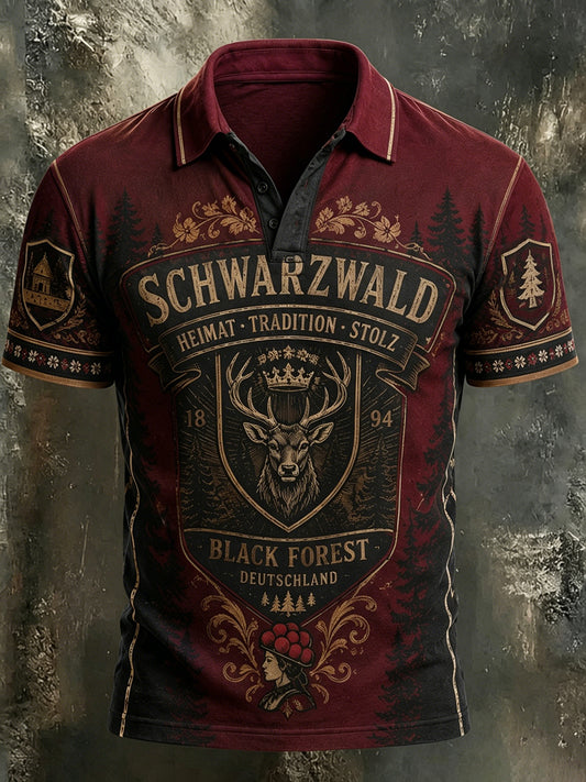 Herrenhemd im Schwarzwald-Stil mit Vintage-Print