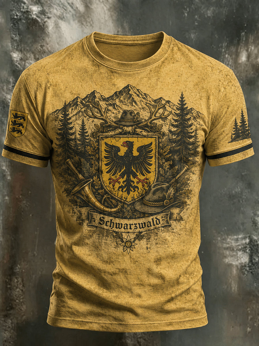 Herren-T-Shirt im Schwarzwald-Stil mit Vintage-Print