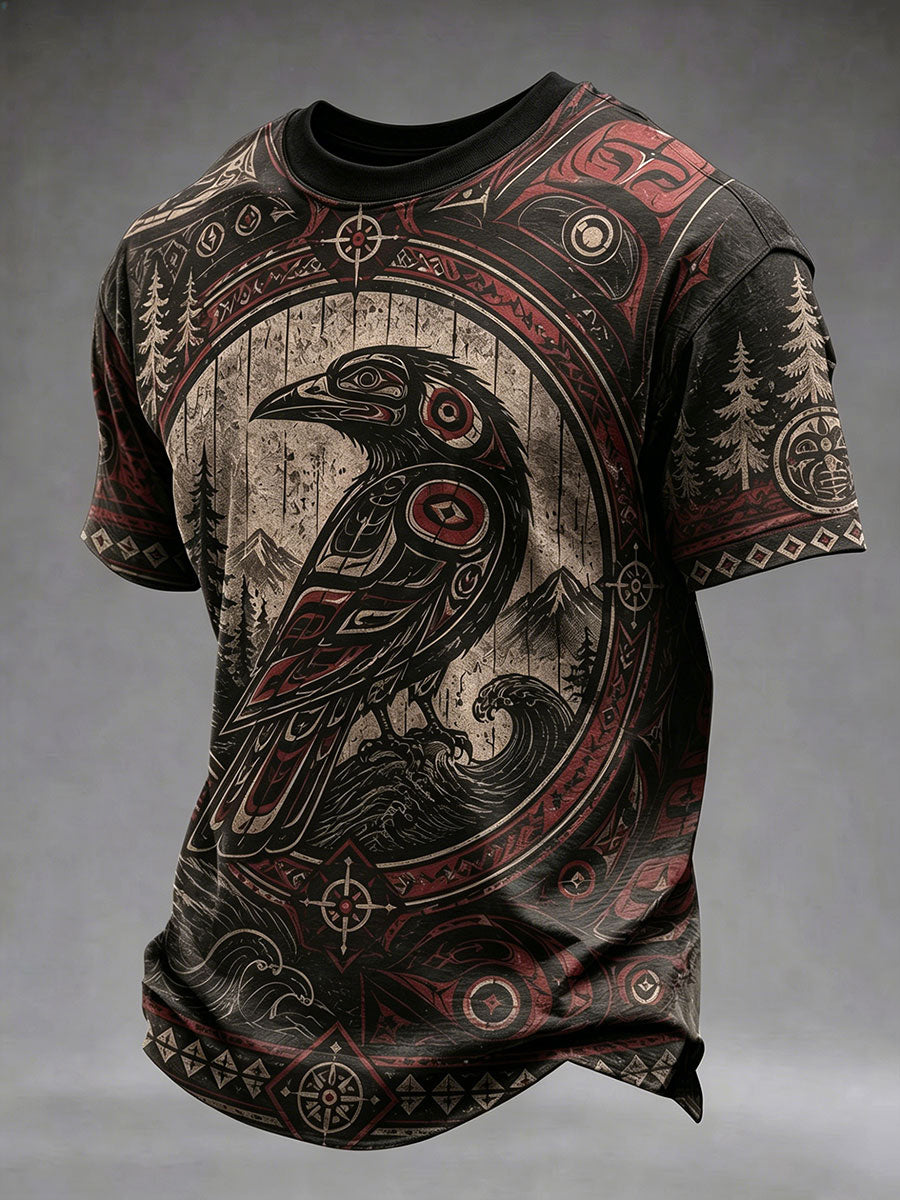 Lässiges Herren-T-Shirt mit indigenem Kunstprint