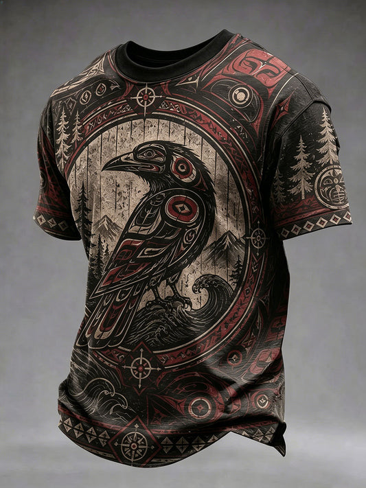 Lässiges Herren-T-Shirt mit indigenem Kunstprint