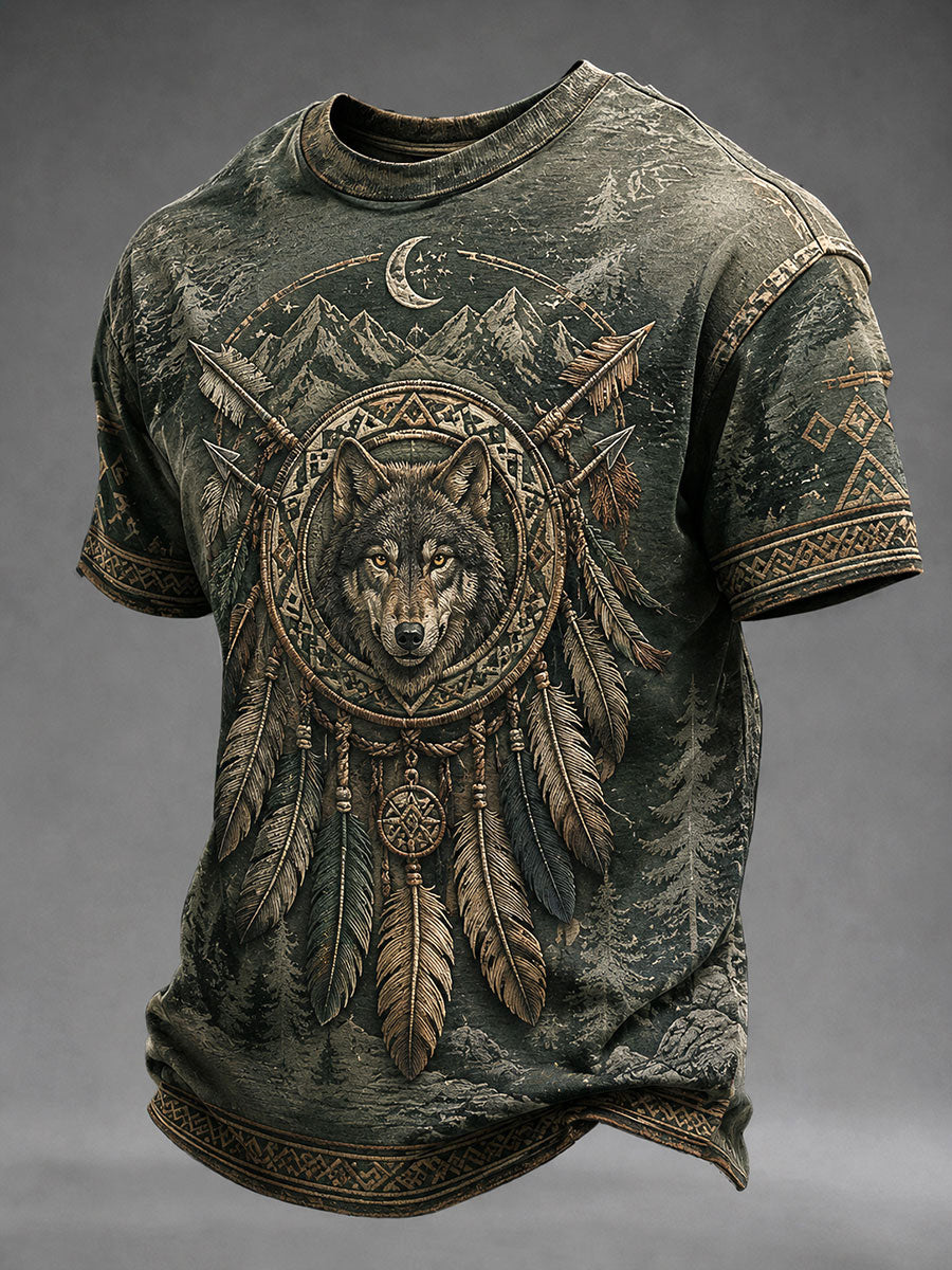 Herren-Ureinwohner-Kunstdruck-lässiges T-Shirt