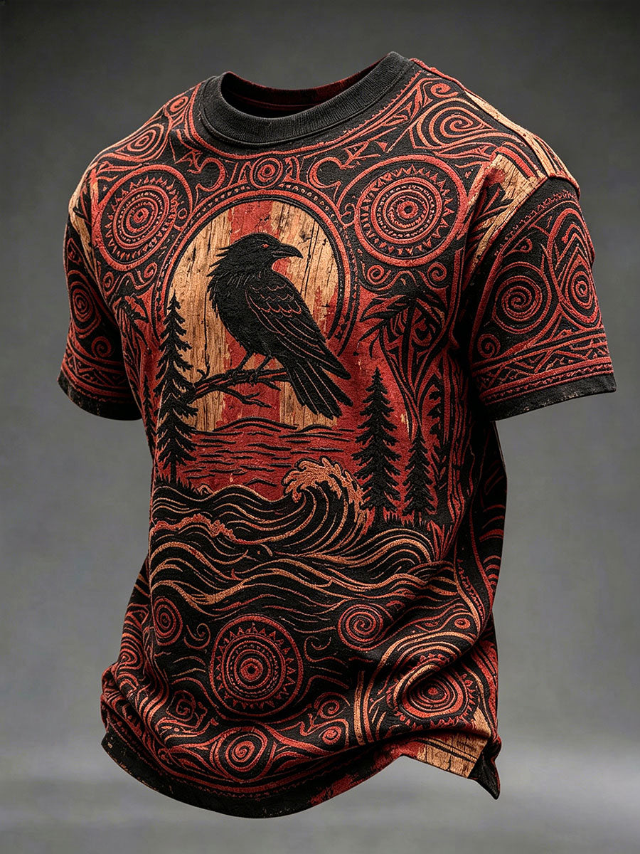 Lässiges Herren-T-Shirt mit indigenem Kunstprint