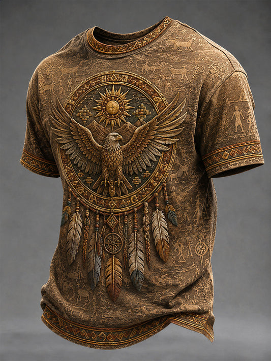 Lässiges Herren-T-Shirt mit indigenem Kunstprint