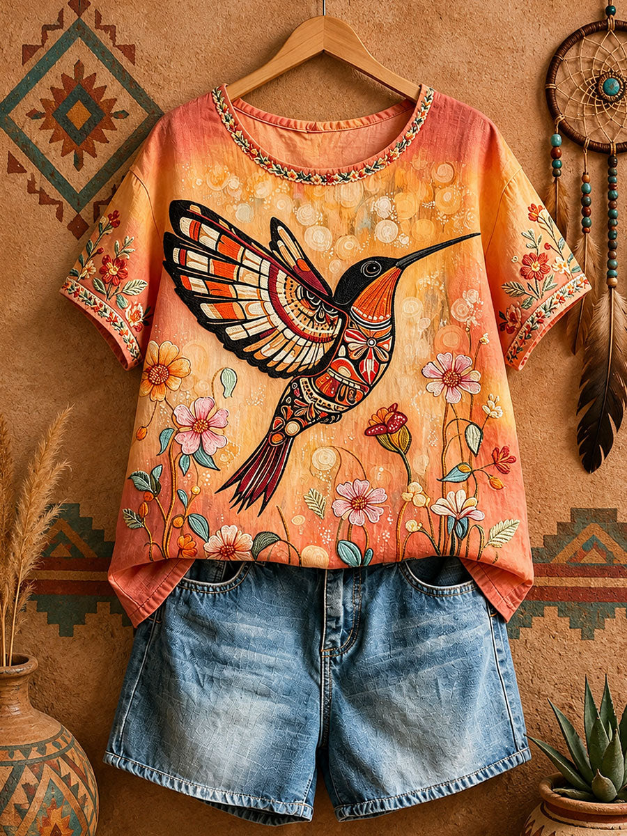 Damen-Top mit Hummingbird-Kunst von Native