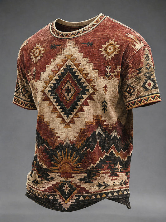 Lässiges Herren-T-Shirt mit indigenem Kunstprint